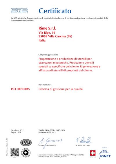 Certificato ISO 9001:2015